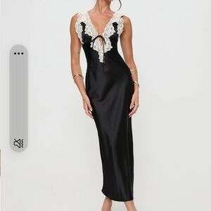 Princess Polly Black and Cream Maxi Dress Size 6